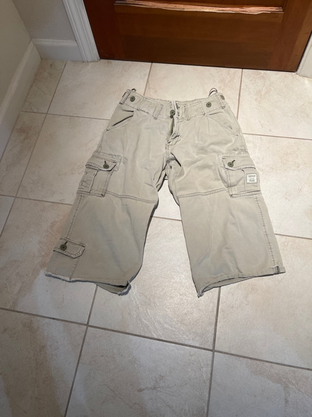 Abercrombie & Fitch Khaki Cargo Cropped Jeans